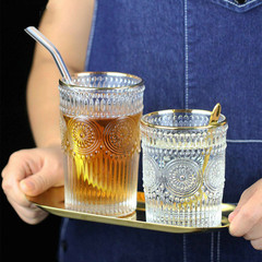 廠家直供日式創意太陽花杯家用水杯金邊圓形杯