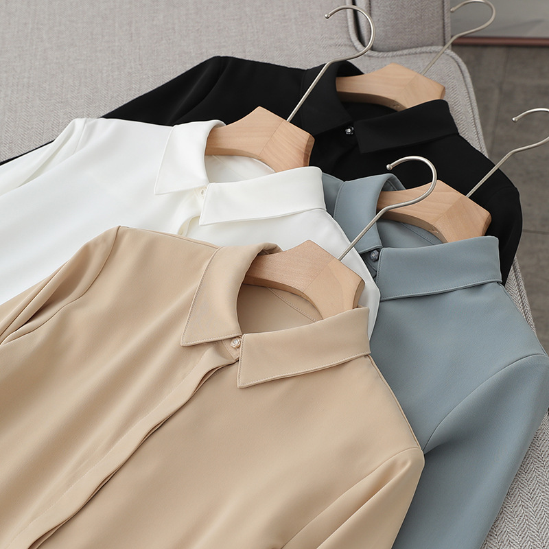 Spring Thick satin fashion square neck Ladies Long sleeve shirt Primer interview formal wear Occupation coverall jacket