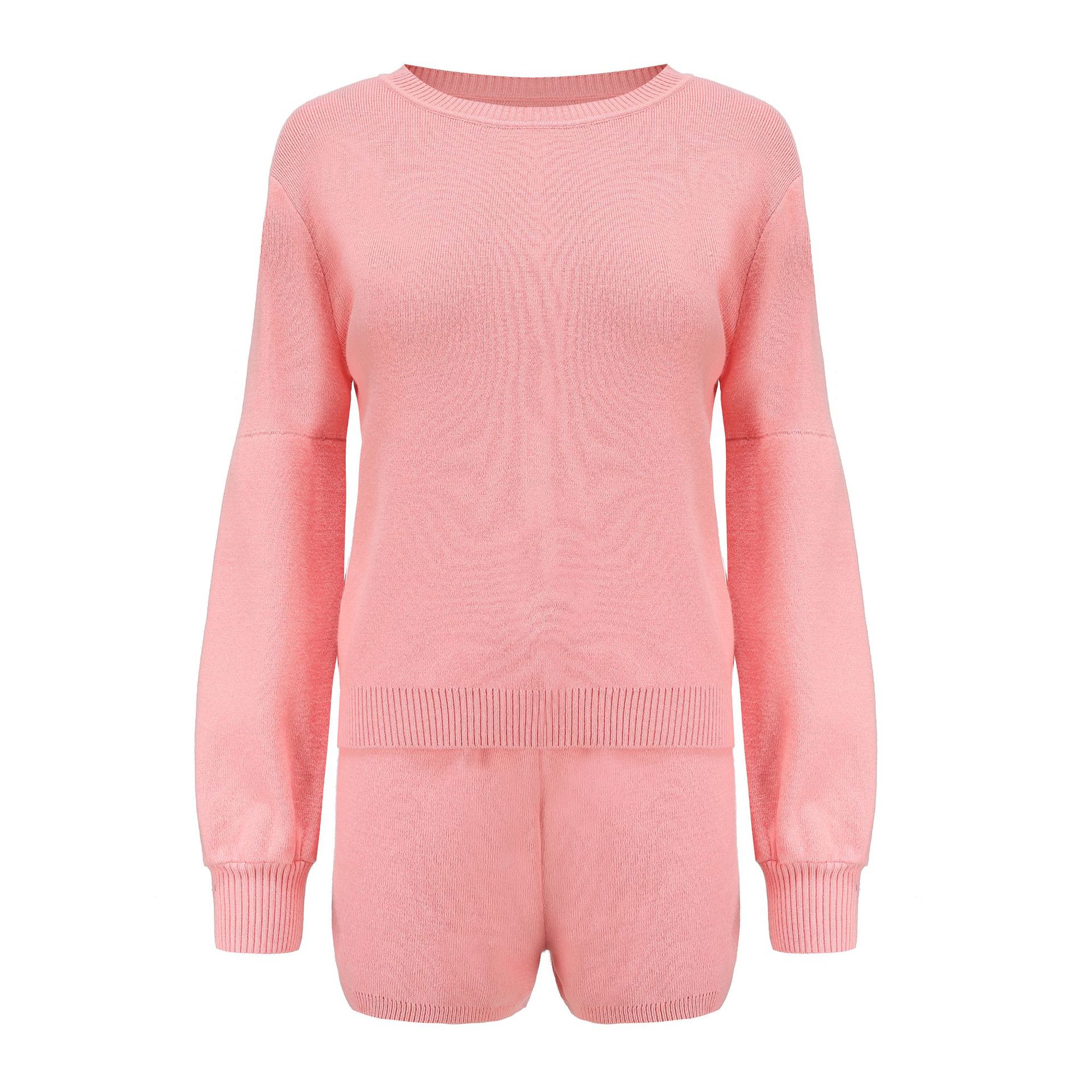 Women's Sweater Set Summer Macaron Colour Matching Co-ord Suit_voghion.com