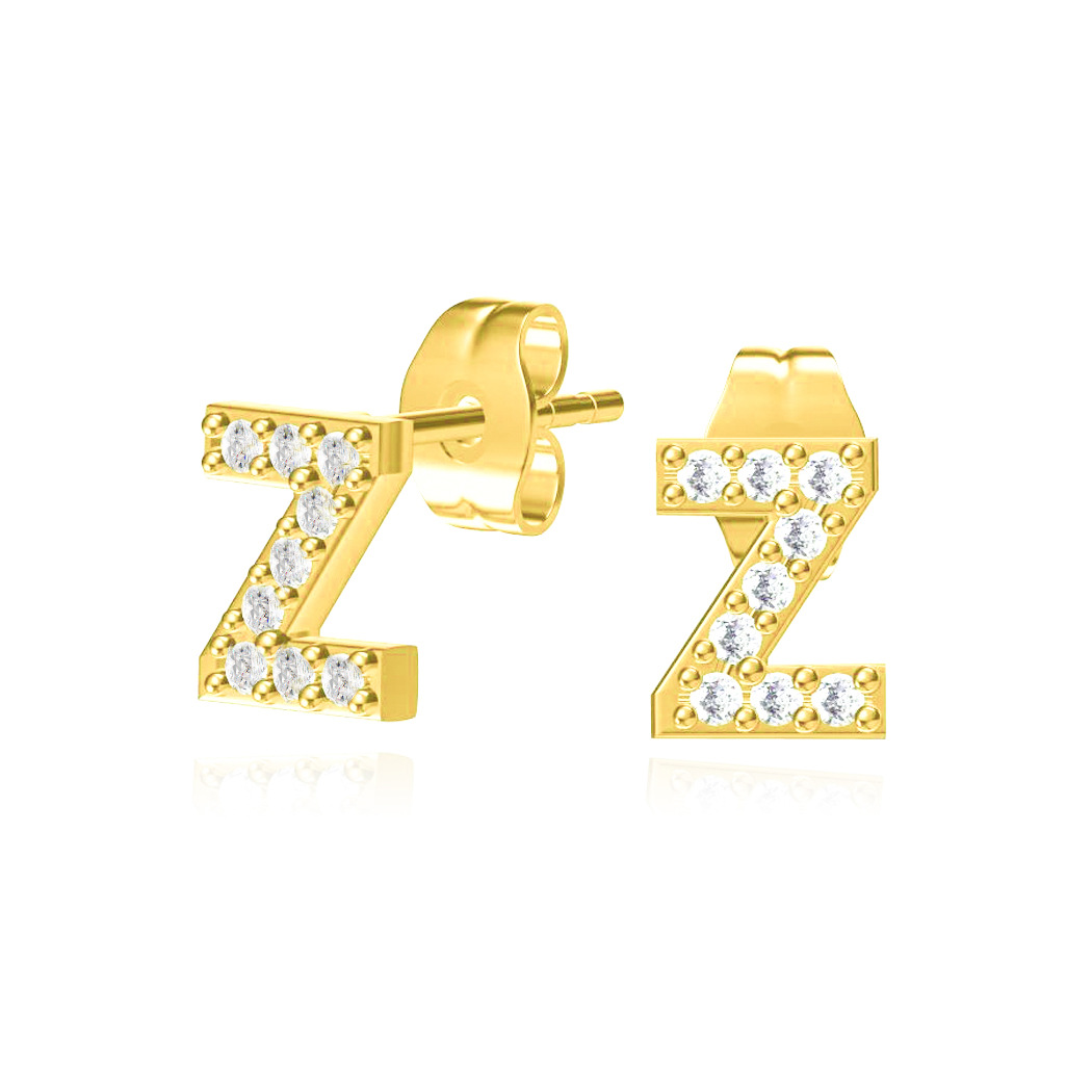 Hot-selling New Letter 26 English Copper Letters Zircon Earring For Women display picture 2