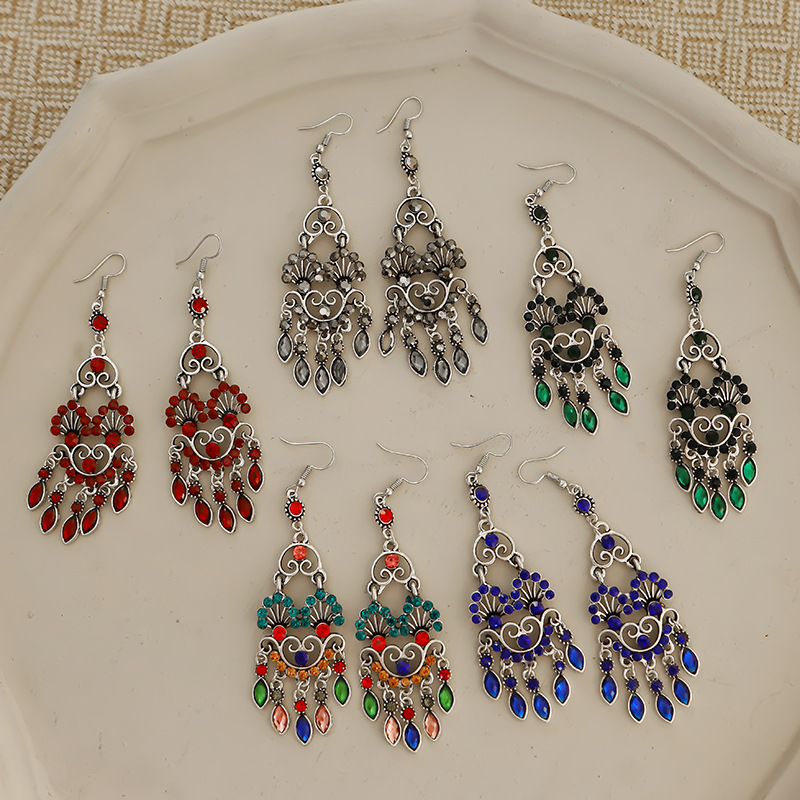 Colorful Multi-layer Geometric Fan-shaped Tassel Earrings Female Wholesale display picture 1