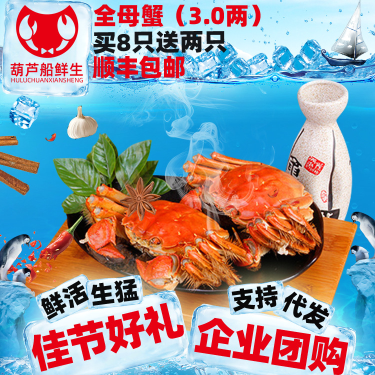 江苏兴化大闸蟹3.0两全母10只买8送2礼盒装A0410母