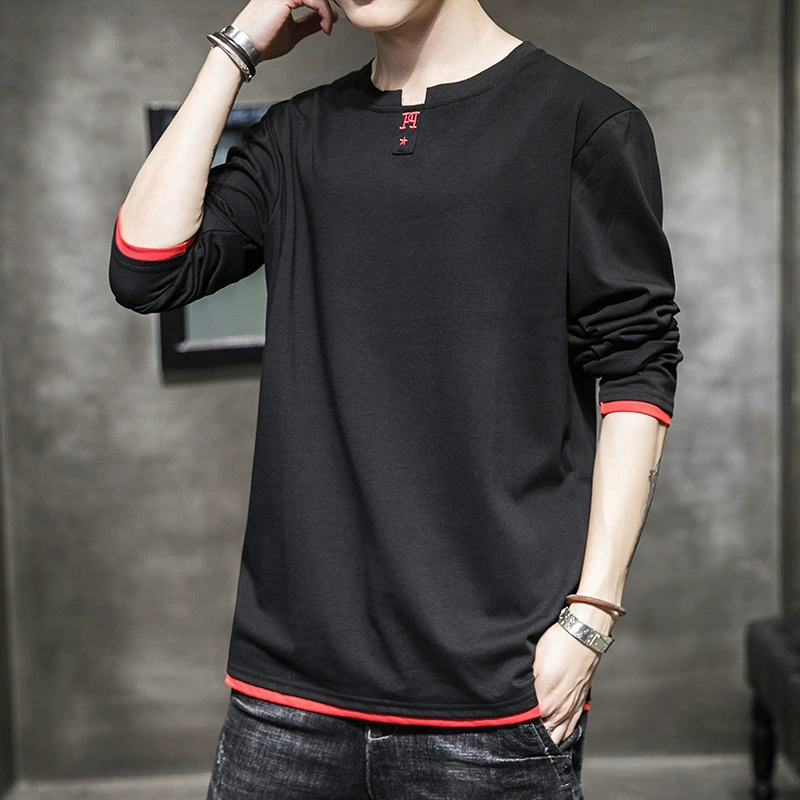 2023 весна и осень новые мужские корейские футболки с длинными рукавами