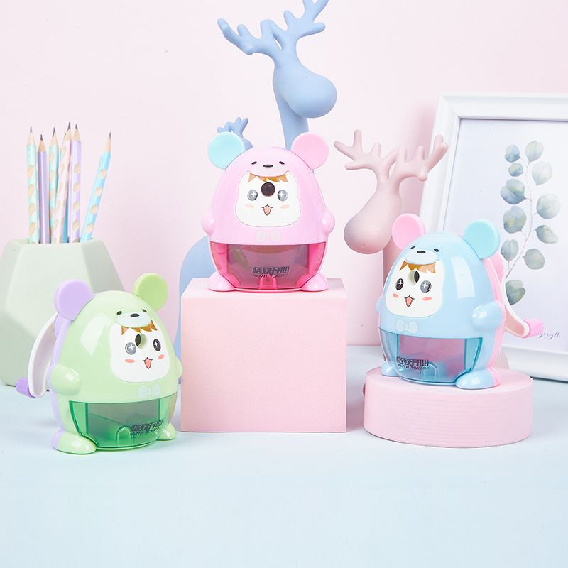 Feliz 7721 lindo ratón sacapuntas animal de dibujos animados sacapuntas estudiantes utilizan velocidad corte automático sacapuntas