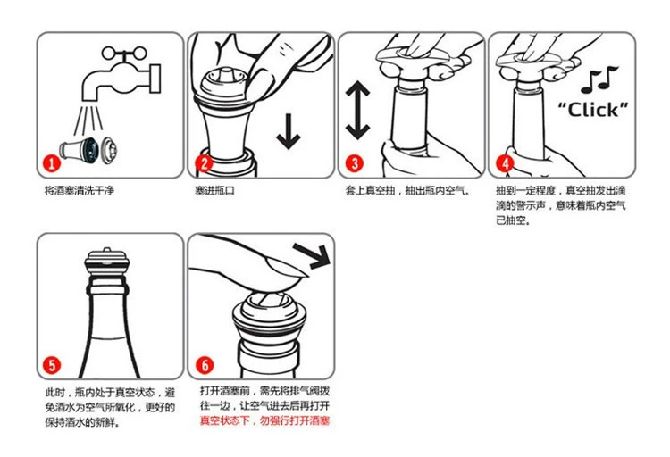 Vacuum wine bottle, silicone bottle stopper stainless steel
