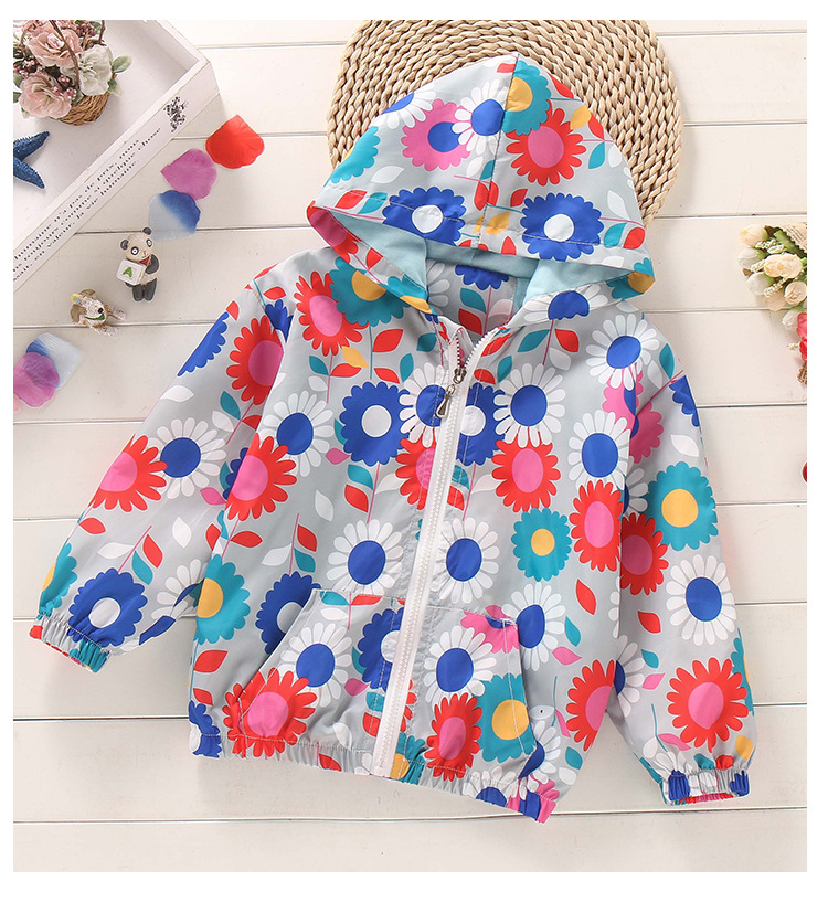 Fashion Animal Cartoon Flower Printing Polyester Girls Outerwear display picture 3