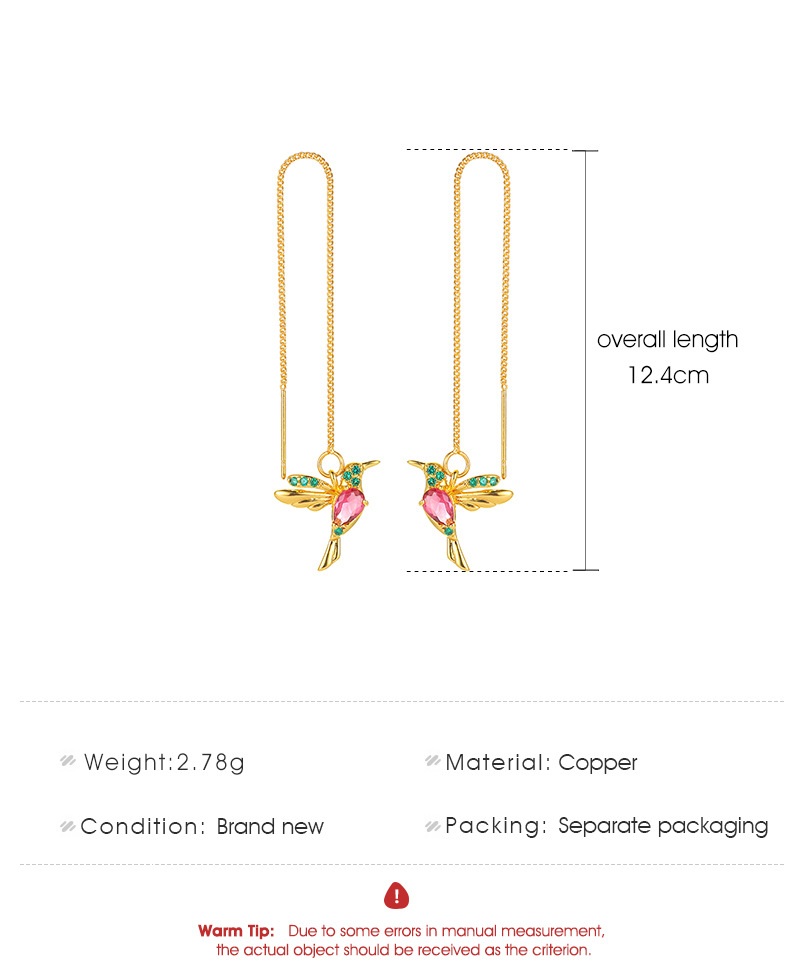 Color Bird Ear Lines Long Bird  Cute Animal Earrings display picture 1