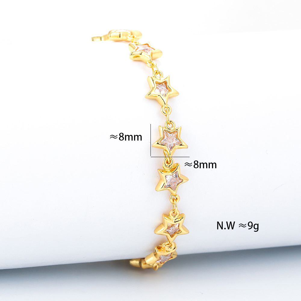 12g Weight Bracelets Classification Anniversary, Business, Travel Occasion Copper Material Geometric Pattern Unisex Gender Plating Design Fashion Style Fashion Geometric Full Diamond Zircon Copper Bracelet Sets 19