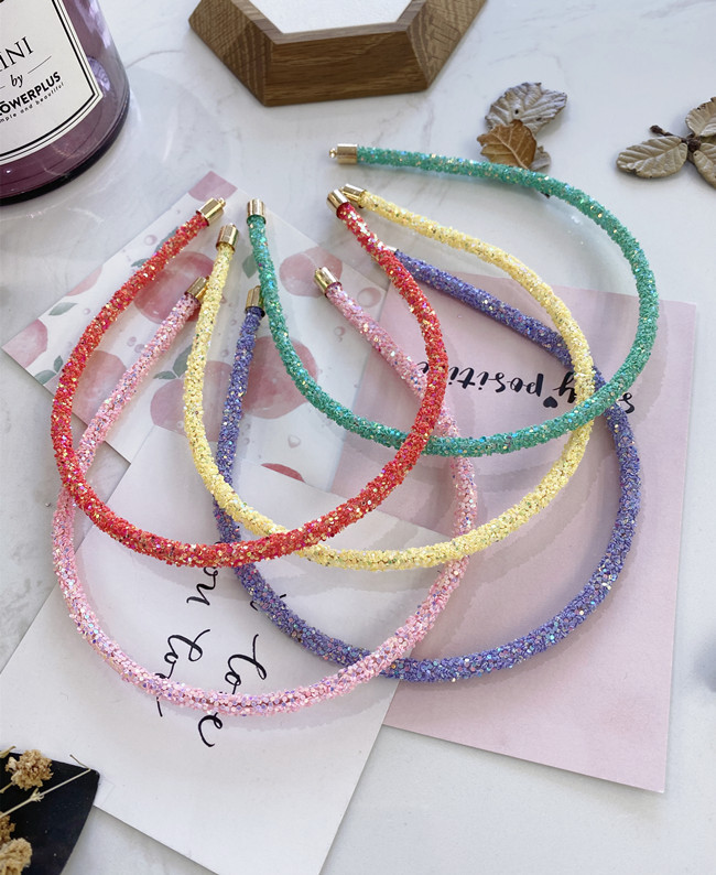 Korea Band Simple Candy Color Sequins Fine-edged Wire Headband Hair Bundle Diy Hair Hole Girl display picture 18