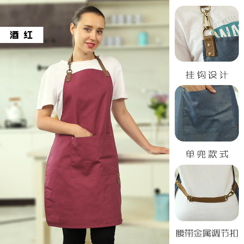 Estilo coreano moda Denim delantal cafetería diseñador lindo estilo japonés adulto hombres y mujeres ropa de trabajo lienzo impreso logo