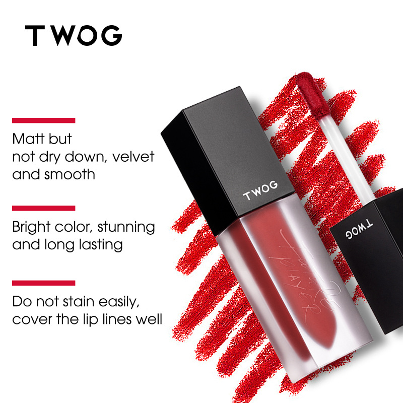 TWOG欧美风丝绒柔雾唇釉 哑光雾感唇彩液空气丝滑唇膏流沙口红