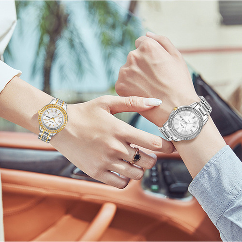 Men's and Women's Fashion Diamond-Embedded Cross-Border Watches - 2020 New Arrival, Waterproof Stainless Steel Quartz Watches with Couples Design - One Piece Dropshipping