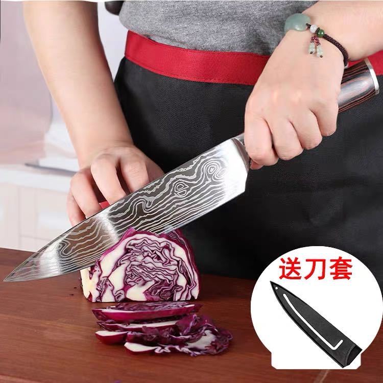 8寸大马士纹厨师切肉牛肉刀料理西餐日式厨师刀多功能主厨水果刀|ru