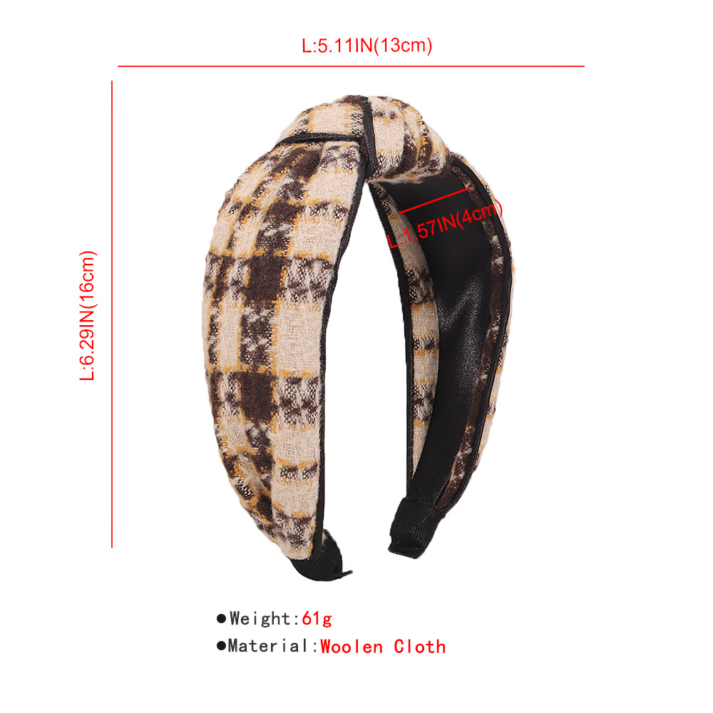 Plaid Hit Color Wide-sided Knotted Headband display picture 1