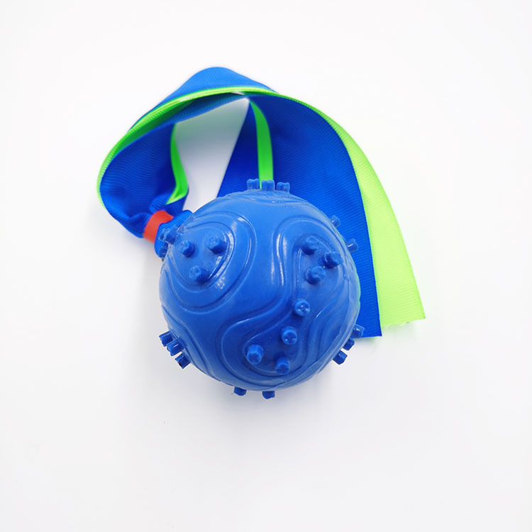 Pet Toy molar limpieza dental TPR Ribbon Ball perro de juguete de sonido perro de entrenamiento de perros bola resistente a los mordiscos precio de fábrica ventas directas