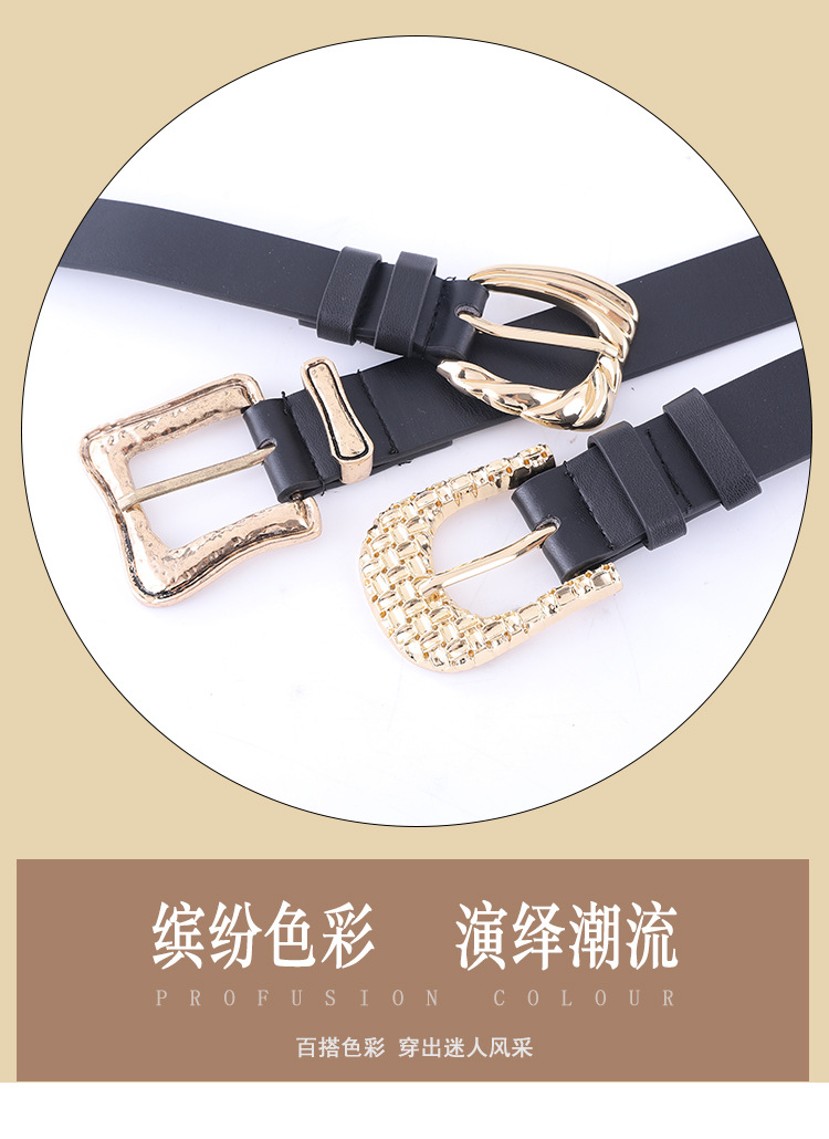 Combination With Black Gold Buckle Belt Ladies Fashion Pattern Pin Buckle Decorative Belt Women Wholesale Nihaojewelry display picture 18