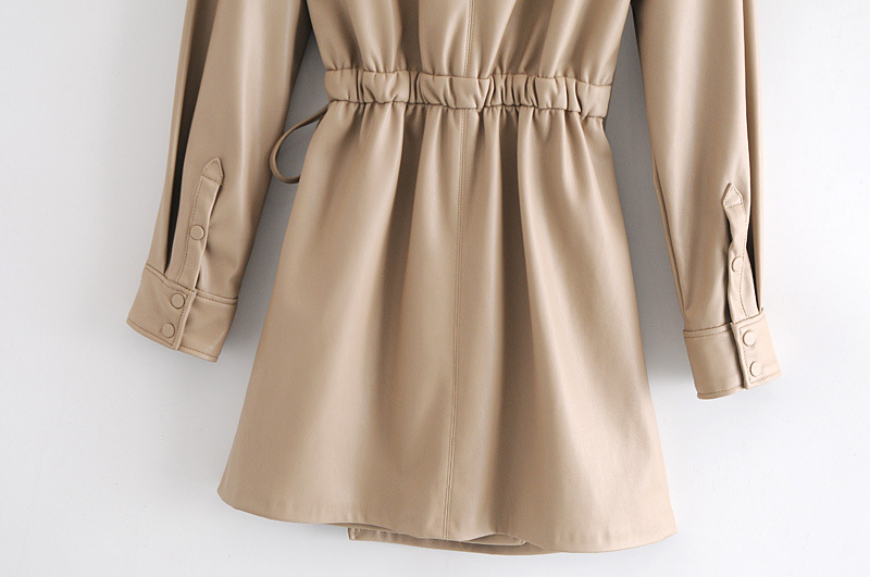 winter imitation leather long-sleeved slim dress  NSAM18557