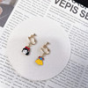 Cute zirconium, earrings for princess, cartoon ear clips, silver 925 sample