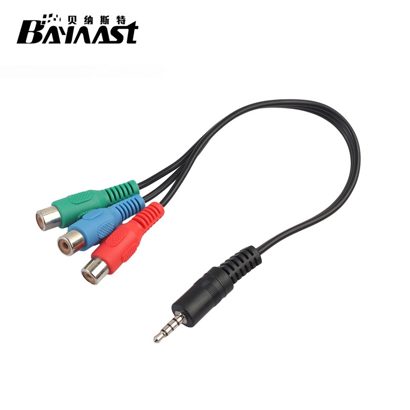 3.5mm male to 3RCA female video adapter cable, AV cable, player video cable, RCA cable