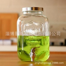5升 玻璃果汁罐泡酒瓶酵素桶 果汁鼎冷飲料瓶帶水龍頭一件代發
