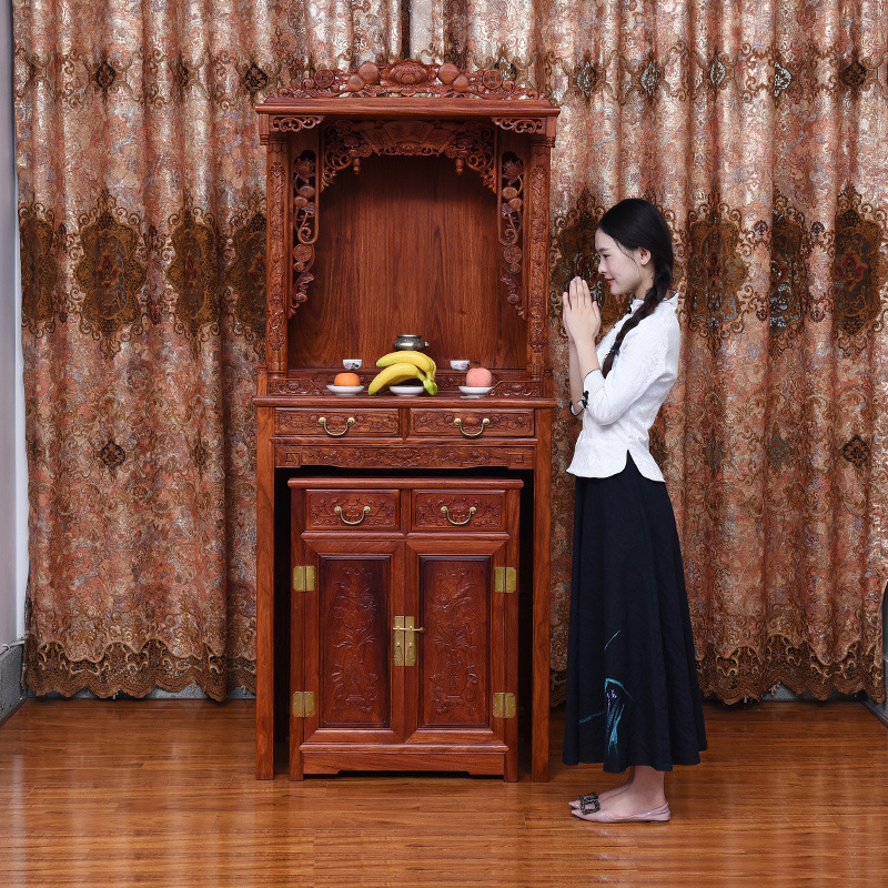 Yiming Tianxia Mahogany Furniture Burmese Pear Wood Buddha Shrine Chinese Antique Sacred Table Buddha Table Sacred Table
