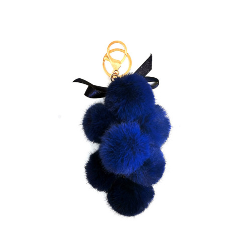 New creative grape bunch keychain Rex rabbit plush bow key pendant fresh heart bag accessories wholesale
