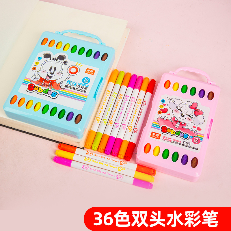 Zhongcai 218 de doble cabeza de acuarela pluma suave pluma de color pluma + gancho pluma Multi-propósito niños materiales de pintura