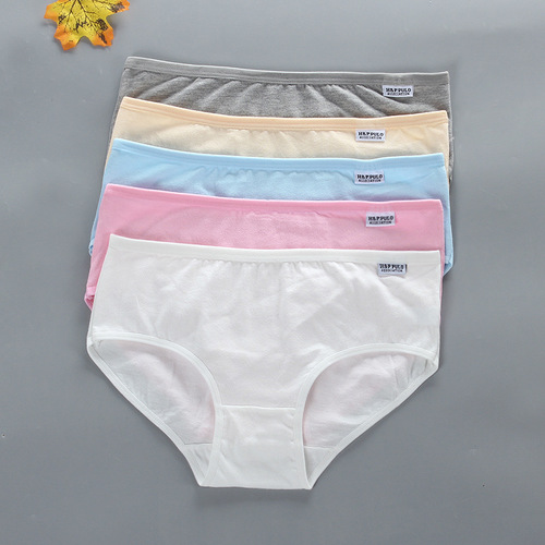Underwear women's cotton solid color briefs women's cotton low waist breathable summer 14 student girl Japanese style 15 pure cotton