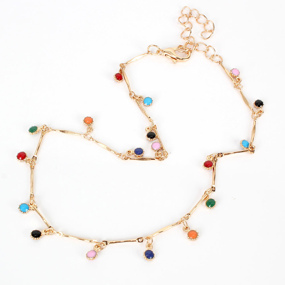 Boho Color Small Water Droplets Clavicle Chain Fashion Simple Color Necklace Wholesale Nihaojewelry display picture 2