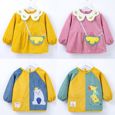 新款儿童罩衣秋冬长袖防水反穿衣宝宝吃饭围兜男女童婴儿围裙护衣