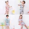 new pattern the republic of korea children Underwear suit summer ultrathin Slub cotton Elbow sleeve Casual Wear melliss