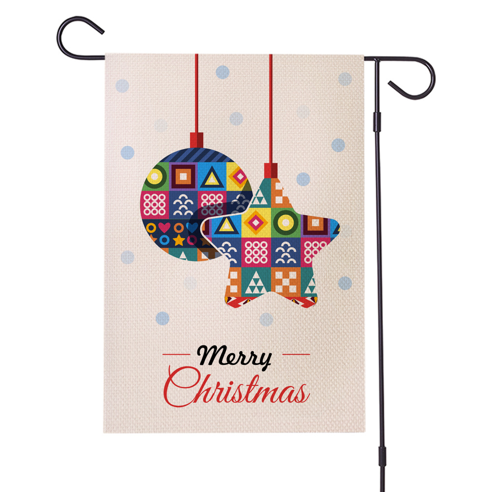 跨境热销圣诞系列防水加厚亚麻花园旗双面庭院节日旗支持来图定制