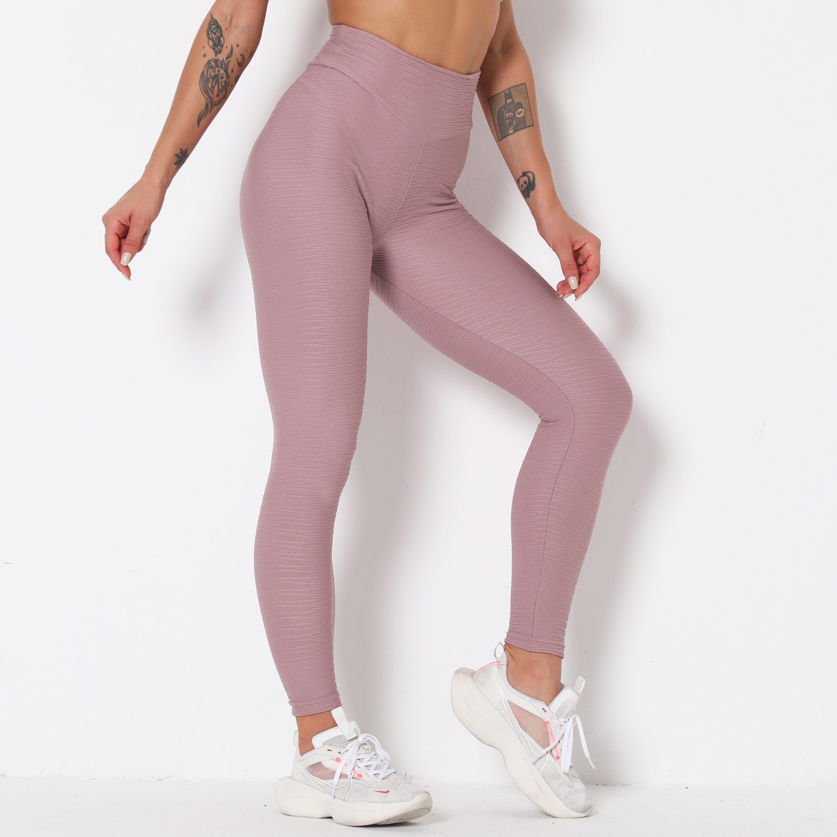 Peach Hip Striped Tight Elastic Quick-Drying Sports Pants NSNS11014