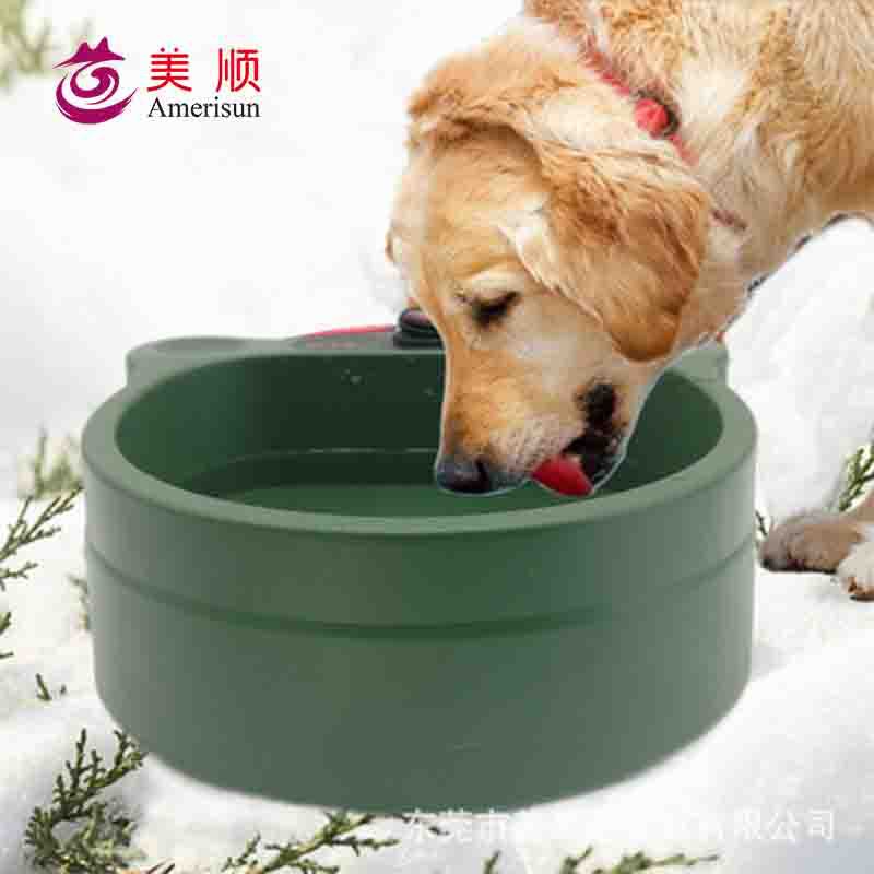 亚马逊跨境宠物用品冬季室外加热碗狗食盘 狗狗自动恒温保温水碗