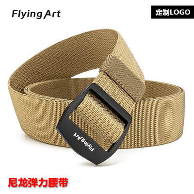 Flying Art 3.8厘米宽尼龙松紧日字扣户外休闲皮带日韩简约裤腰带