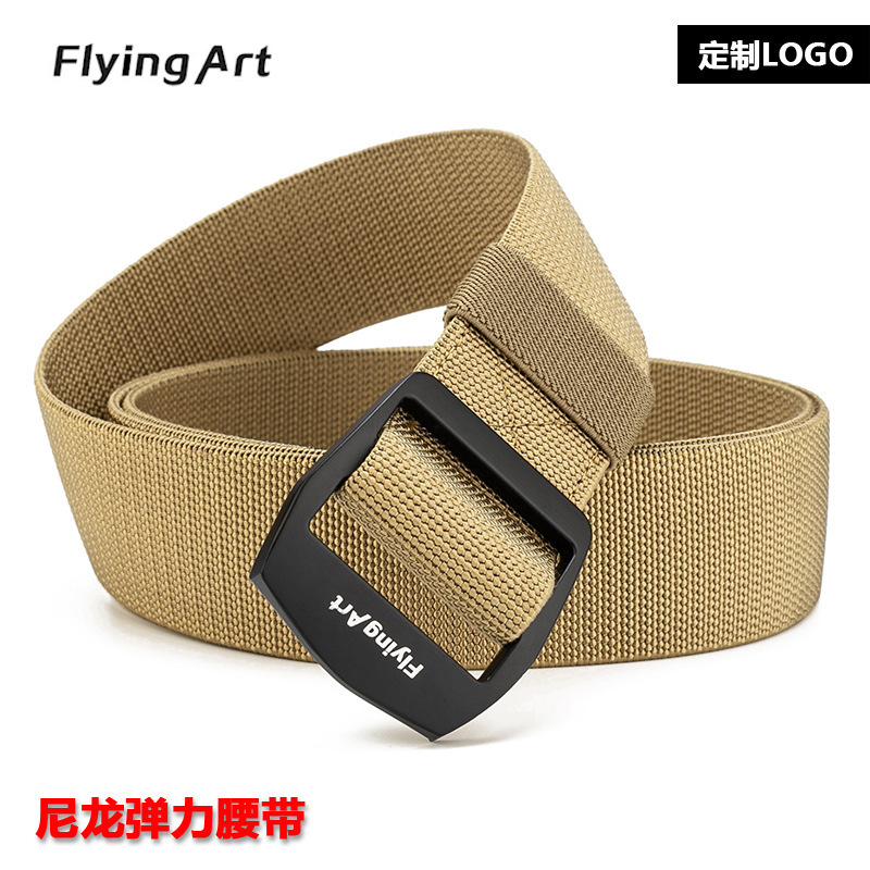 Flying Art 3.8厘米宽尼龙松紧日字扣户外休闲皮带日韩简约裤腰带