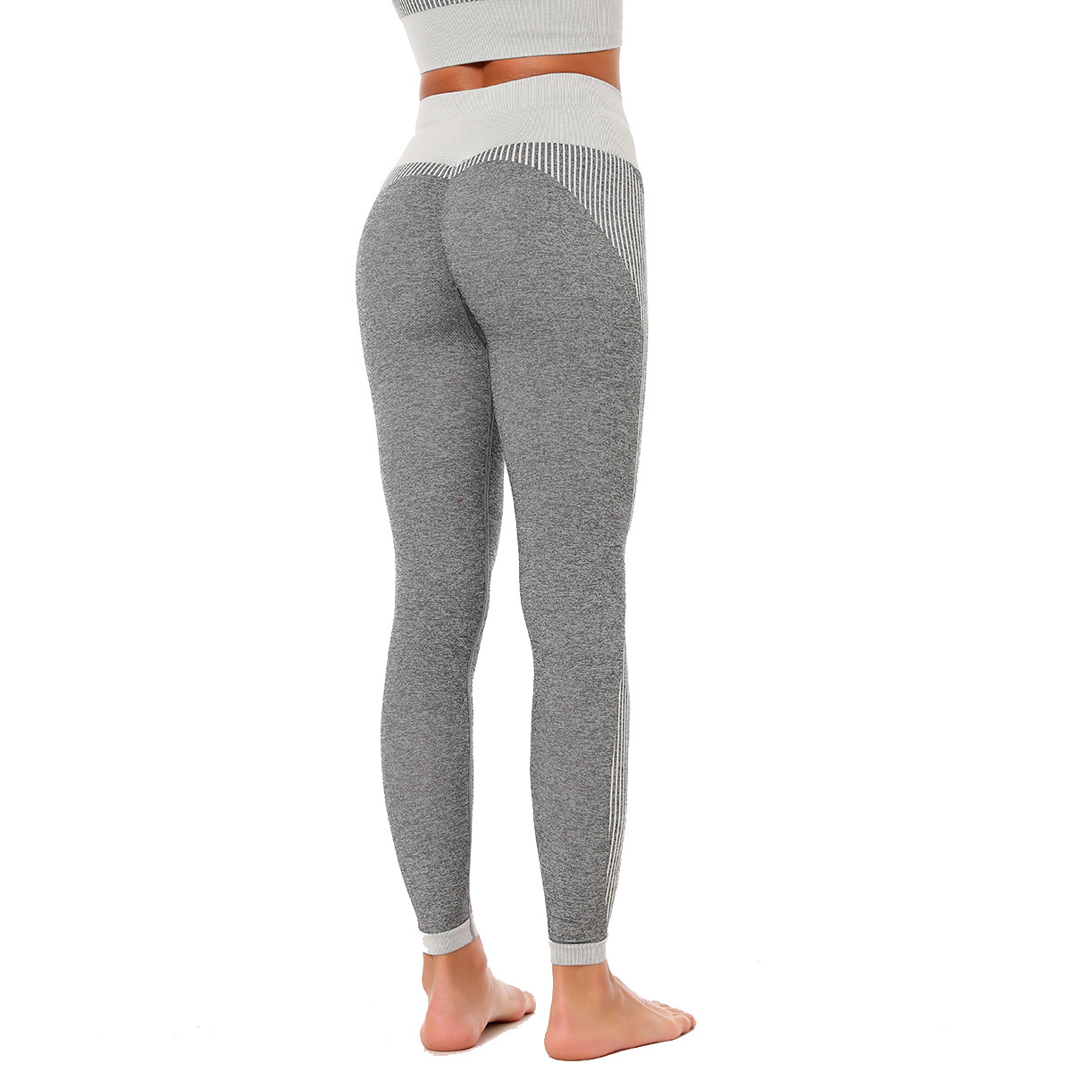 knitted high waist hip-lifting striped fitness pants  NSNS22026