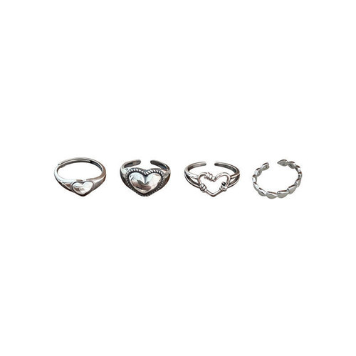 925 Sterling Silver Ring for Women, Casual Style, Small, Ins Trendy, Retro, Love Heart, Open, Internet Famous, Sweet, Ring, Student 