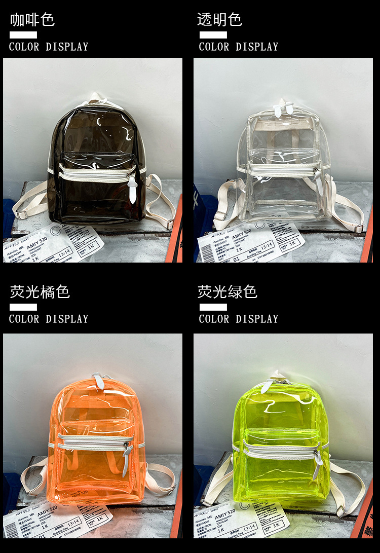 Pvc Transparent Backpack Summer New Waterproof Plastic Bag Jelly Small Backpack Wholesale Nihaojewelry display picture 24