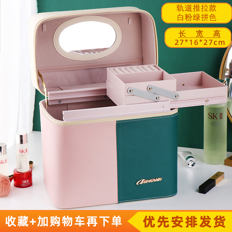 2023 nuevo color a juego bolsa de cosméticos portátil de gran capacidad para mujeres a prueba de polvo multi-funcional caja de almacenamiento de uñas profesional al por mayor