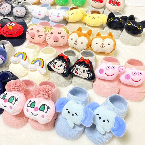 Children's socks ins style Korean baby children's invisible socks shallow mouth dotted non-slip three-dimensional cartoon cotton socks doll socks