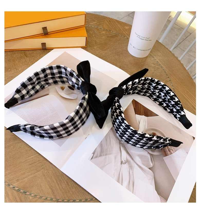 Retro Plaid Wide-sided Headband display picture 13