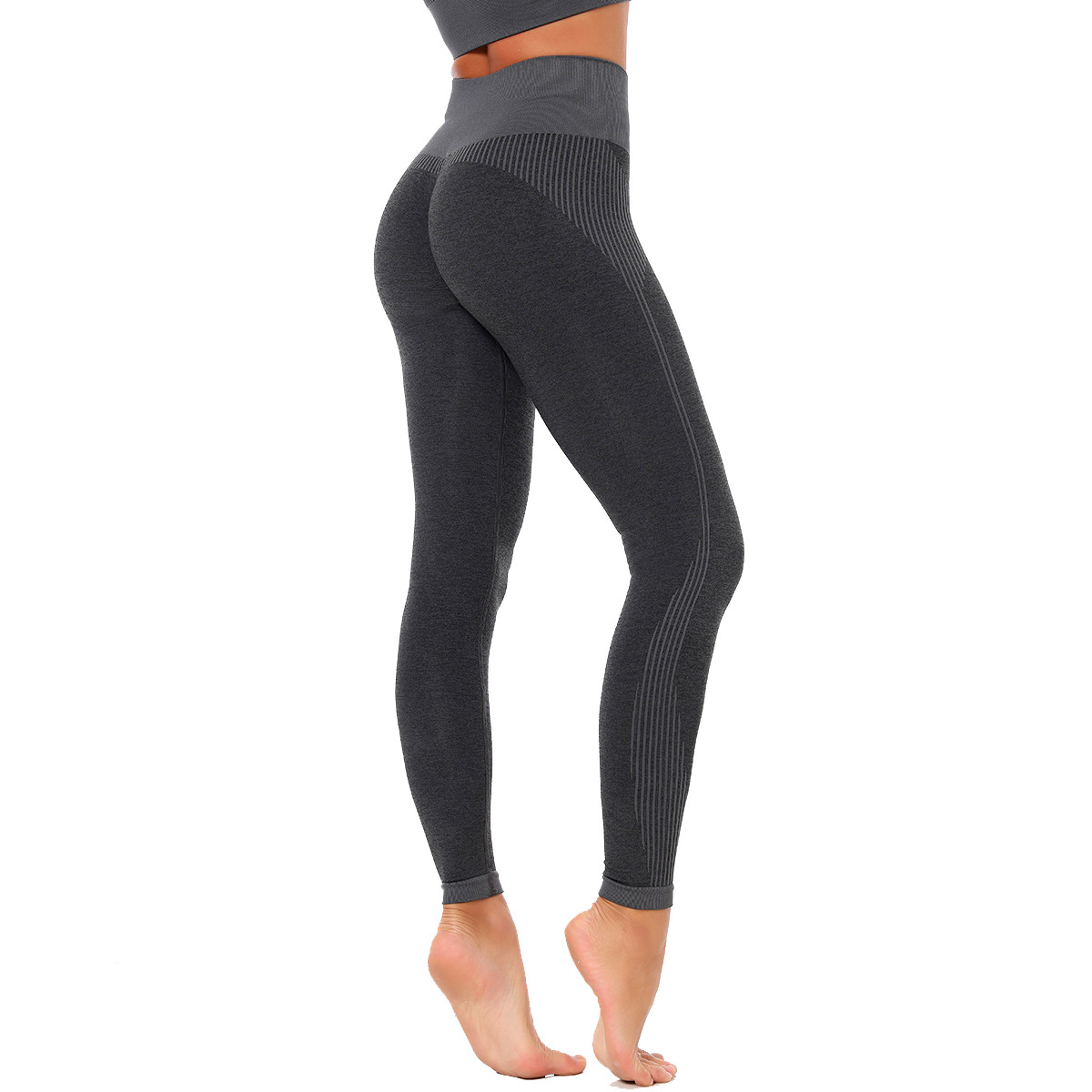 knitted high waist hip-lifting striped fitness pants  NSNS22026