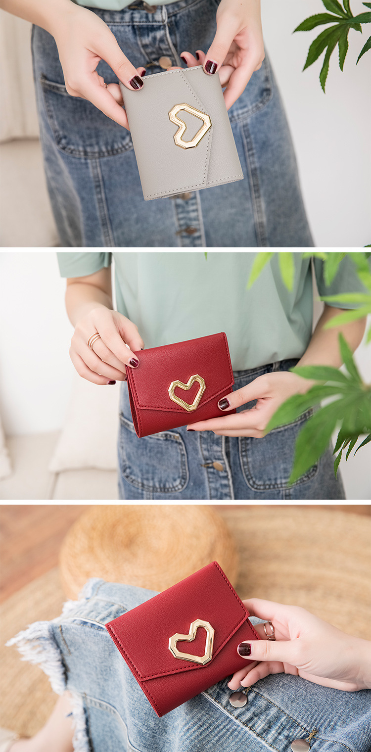Heart Shape Pattern All Seasons Season Women's Heart Shape Pu Leather Magnetic Buckle Wallets