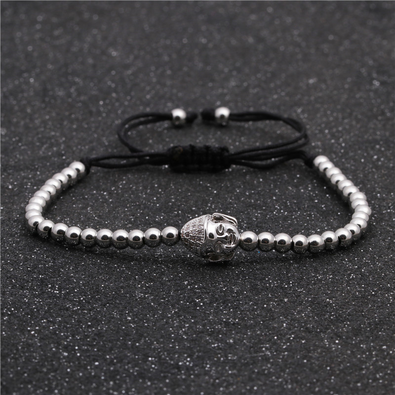Explosive Kupfer Perlen Gewebtes Verstellbares Armband Diy Hand Gefertigtes Perlen-buddha-kopf Armband display picture 6