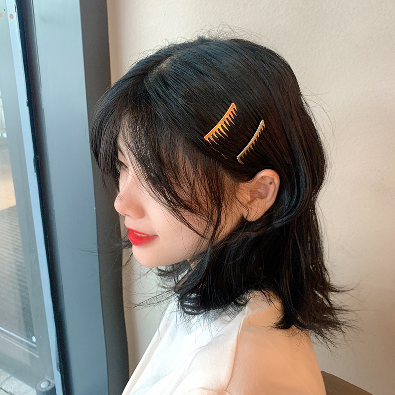 8g Weight Headwear Classification Metal Material Women'S Gender Simple Style Style Orange, Grey, Pink, Purple, Red, Green, Gold, Silver Color Colorful Metal Hair Comb Hair Comb Bangs Comb Hairpin Hair Ornaments Korean Ins Simple Net Red Top Hair Clip Headdress 4