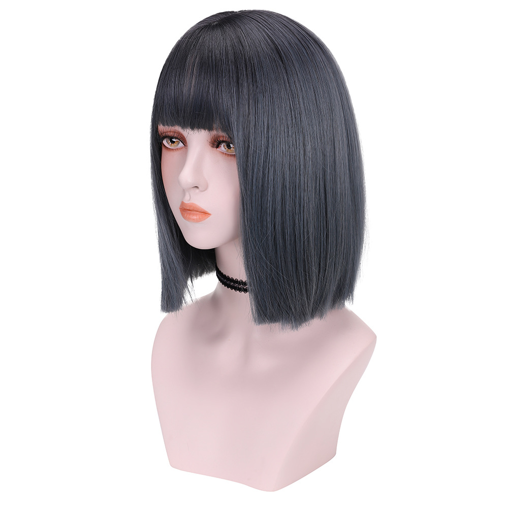 synthetic wig Princess cut female air bobo fashionable shoulder length bangs wig headband_voghion.com