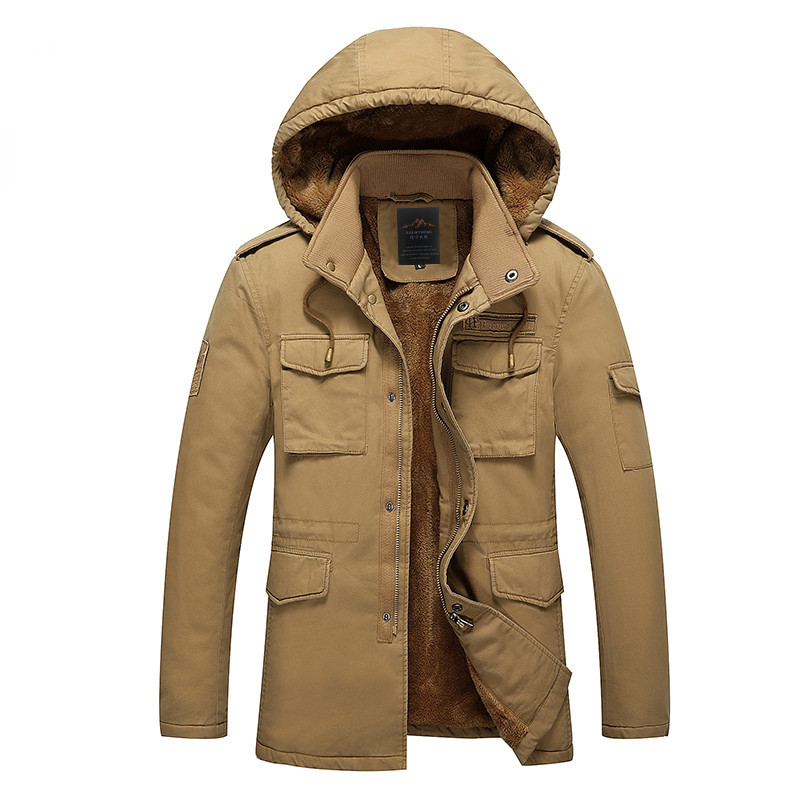 Nueva chaqueta acolchada de algodón para hombres de invierno de media longitud forrada de lana caliente chaqueta casual para hombres a prueba de frío Amazon al por mayor