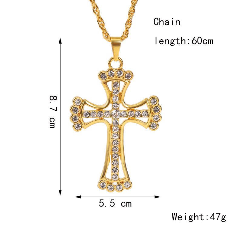exaggerated hip hop cross necklace creative hip-hop rhinestone pendant jewelry wholesale nihaojewelr