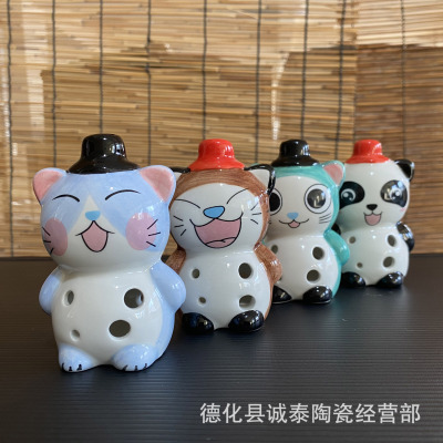 卡通陶笛6孔中音c熊猫工艺品陶笛六孔入门初学乐器送乐谱景区热卖